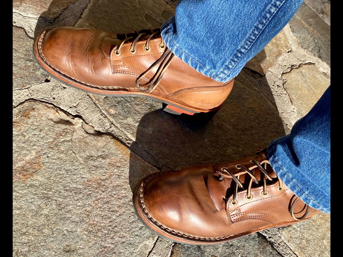 Photo by Gohilboots on February 5, 2024 of the Nicks MTO in Horween Natural Chromexcel.
