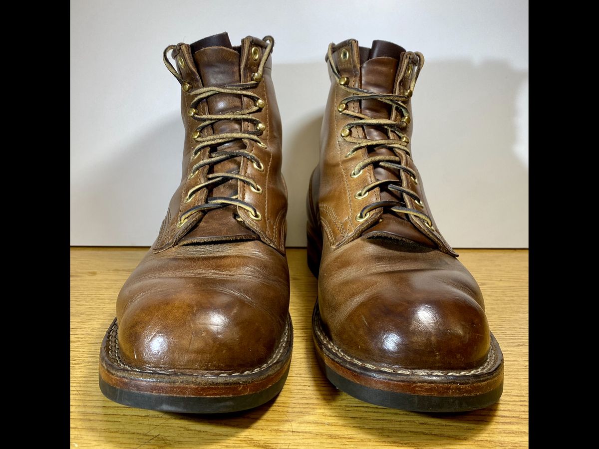 Photo by Gohilboots on February 5, 2024 of the Nicks MTO in Horween Natural Chromexcel.