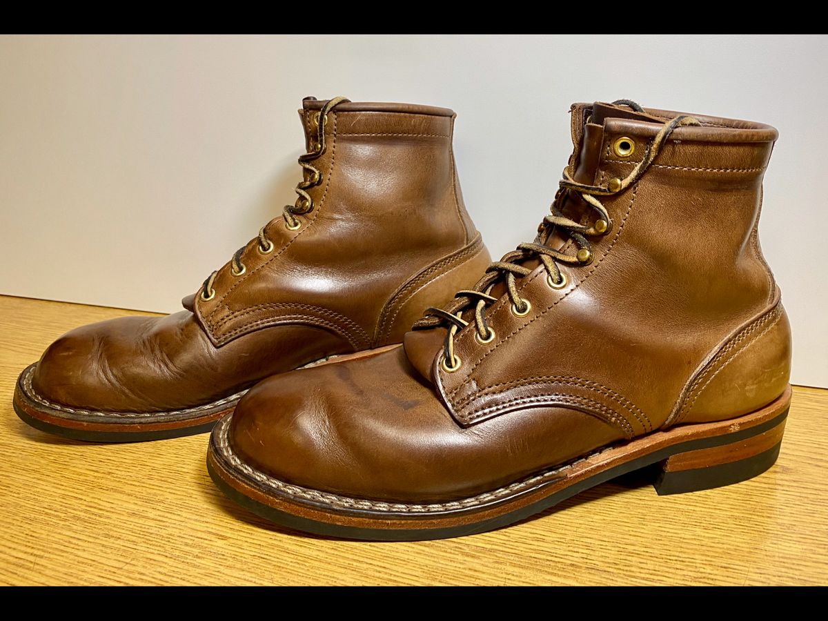 Photo by Gohilboots on February 5, 2024 of the Nicks MTO in Horween Natural Chromexcel.