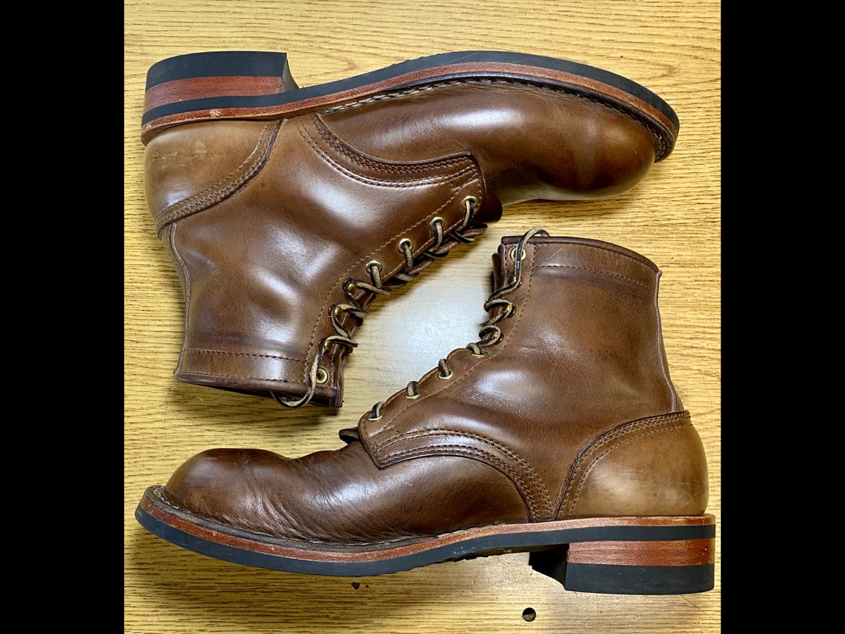Photo by Gohilboots on February 5, 2024 of the Nicks MTO in Horween Natural Chromexcel.