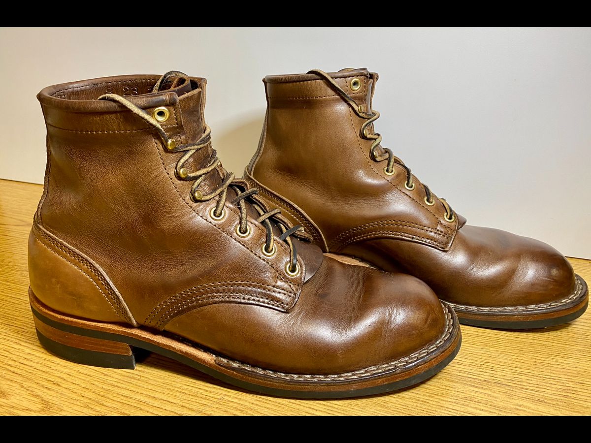 Photo by Gohilboots on February 5, 2024 of the Nicks MTO in Horween Natural Chromexcel.