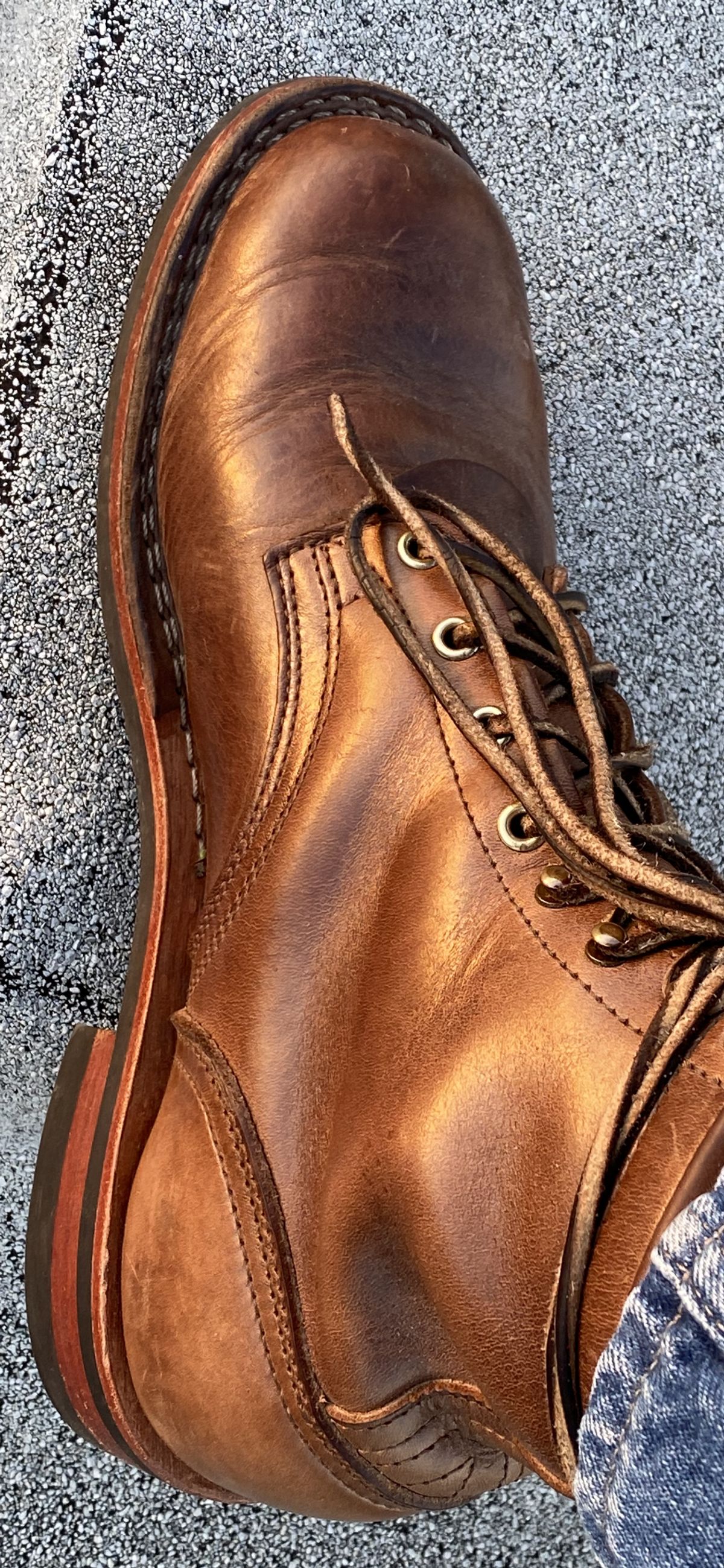 Photo by Gohilboots on February 15, 2024 of the Nicks MTO in Horween Natural Chromexcel.