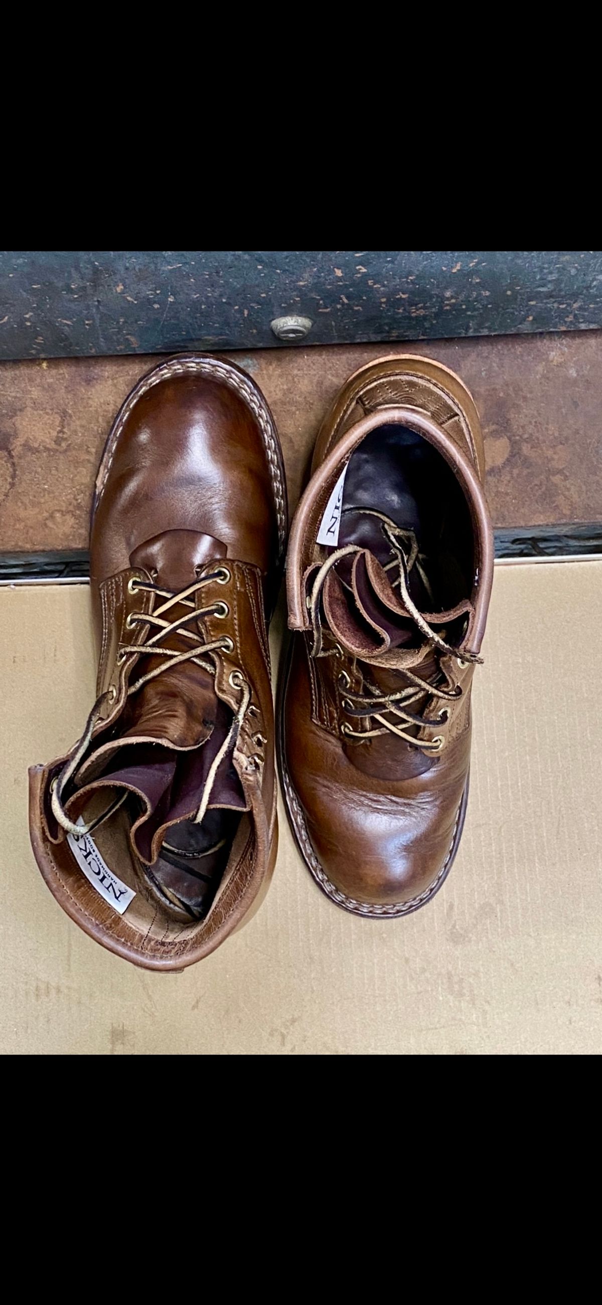 Photo by Gohilboots on March 5, 2024 of the Nicks MTO in Horween Natural Chromexcel.