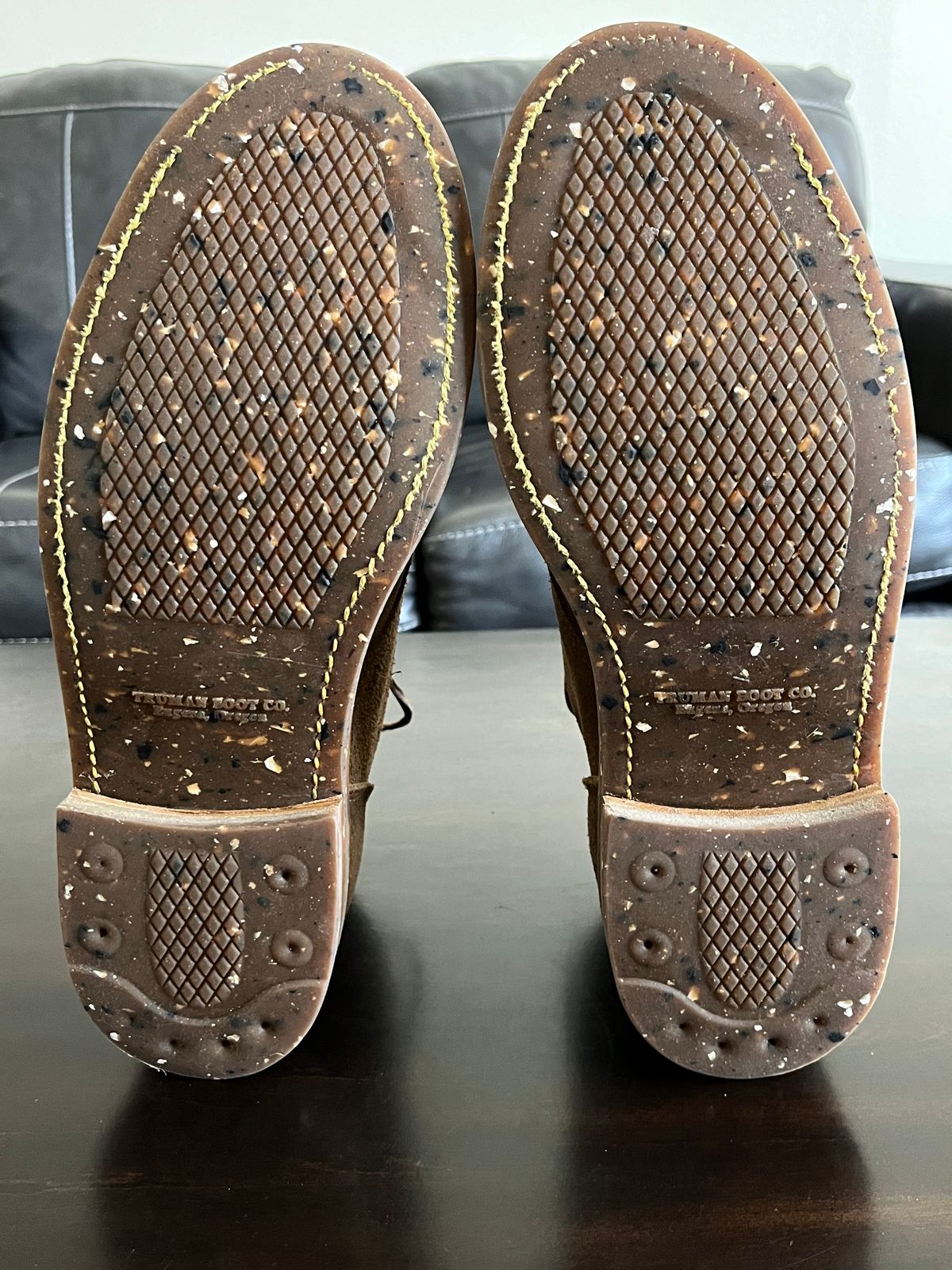 Photo by OldManSteez on December 1, 2023 of the Truman Plain Toe Boot in Dark Coyote Roughout.