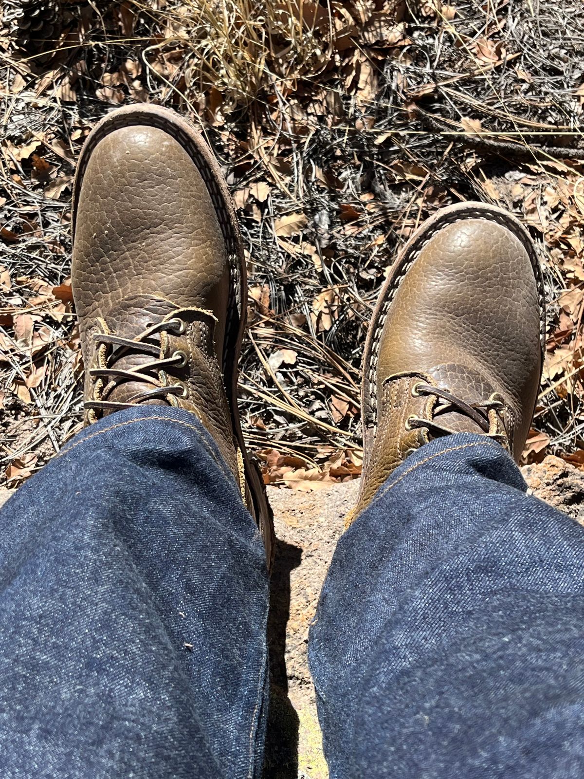 Photo by OldManSteez on March 2, 2024 of the Nicks Lace Up Heritage in Law Tanning Olive Smooth Shruken Bison.