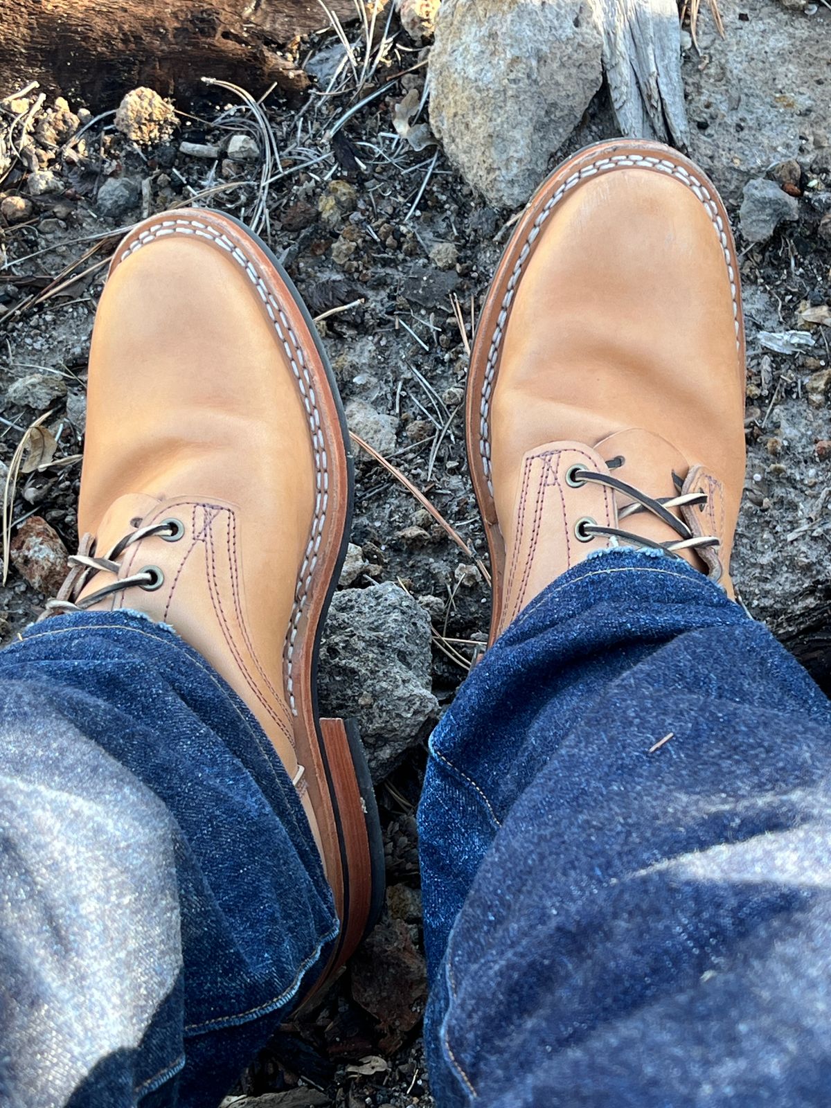 Photo by OldManSteez on October 24, 2025 of the Frank's Boots Wilshire in J&FJ Baker Natural Oak Bark Tanned Harness.