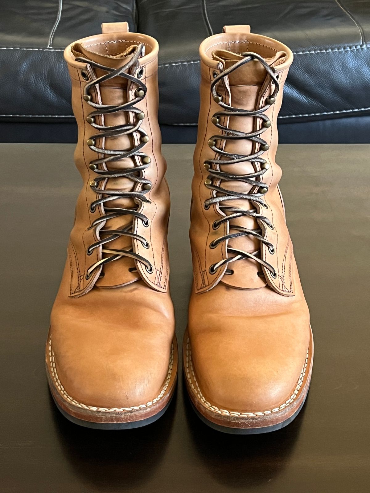 Photo by OldManSteez on November 1, 2025 of the Frank's Boots Wilshire in J&FJ Baker Natural Oak Bark Tanned Harness.