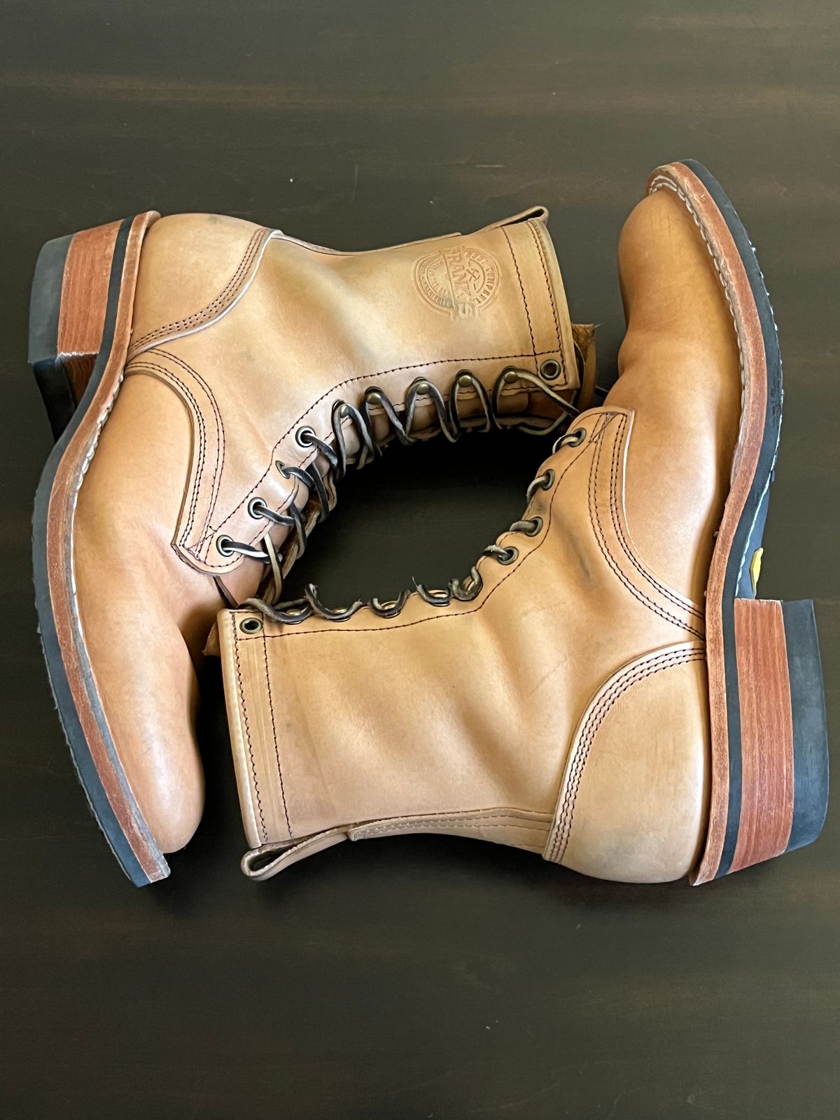 Photo by OldManSteez on November 1, 2025 of the Frank's Boots Wilshire in J&FJ Baker Natural Oak Bark Tanned Harness.