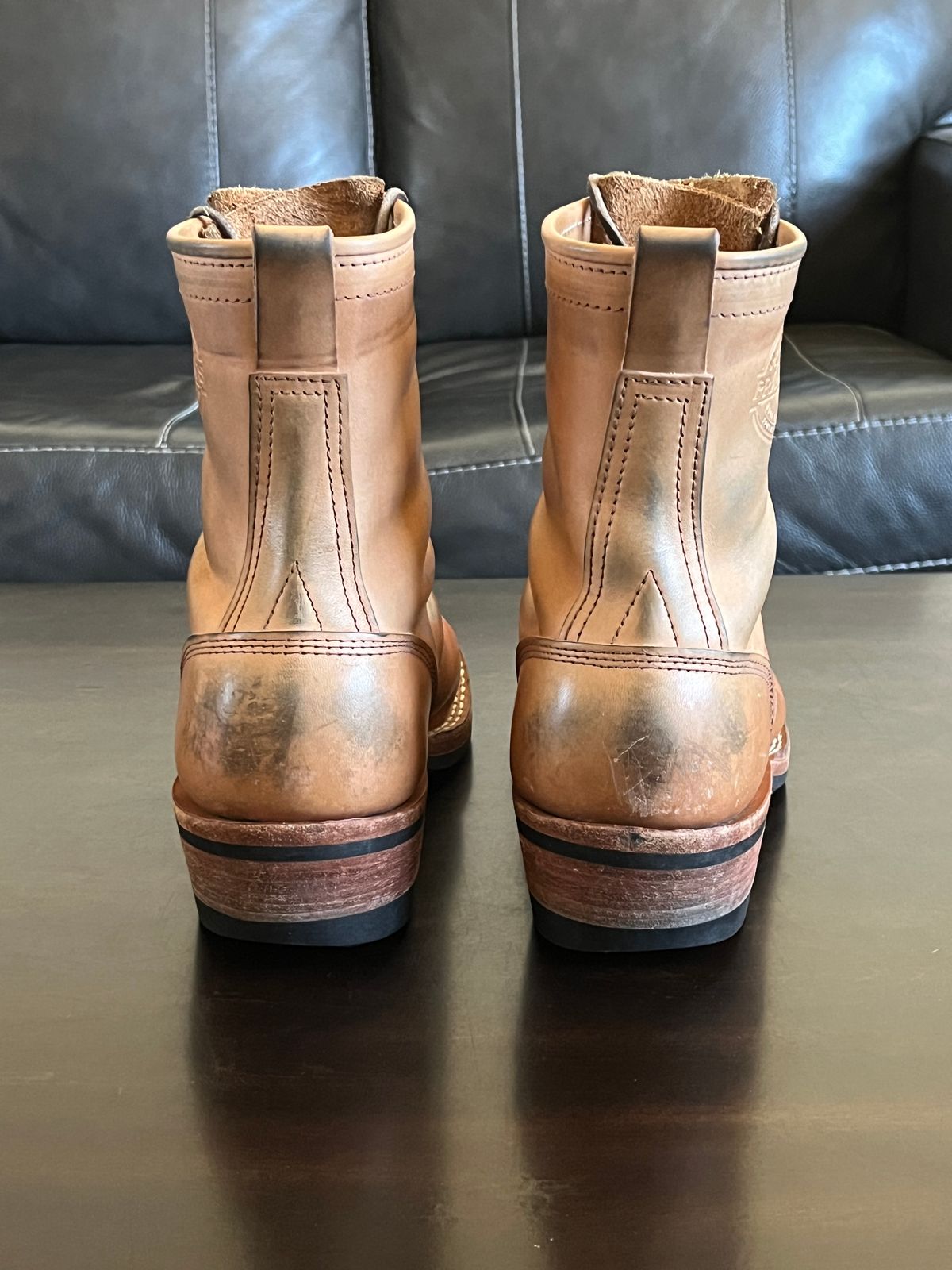 Photo by OldManSteez on February 1, 2026 of the Frank's Boots Wilshire in J&FJ Baker Natural Oak Bark Tanned Harness.