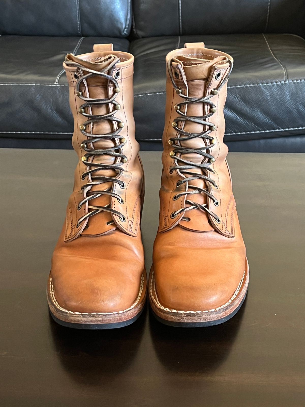 Photo by OldManSteez on February 1, 2026 of the Frank's Boots Wilshire in J&FJ Baker Natural Oak Bark Tanned Harness.