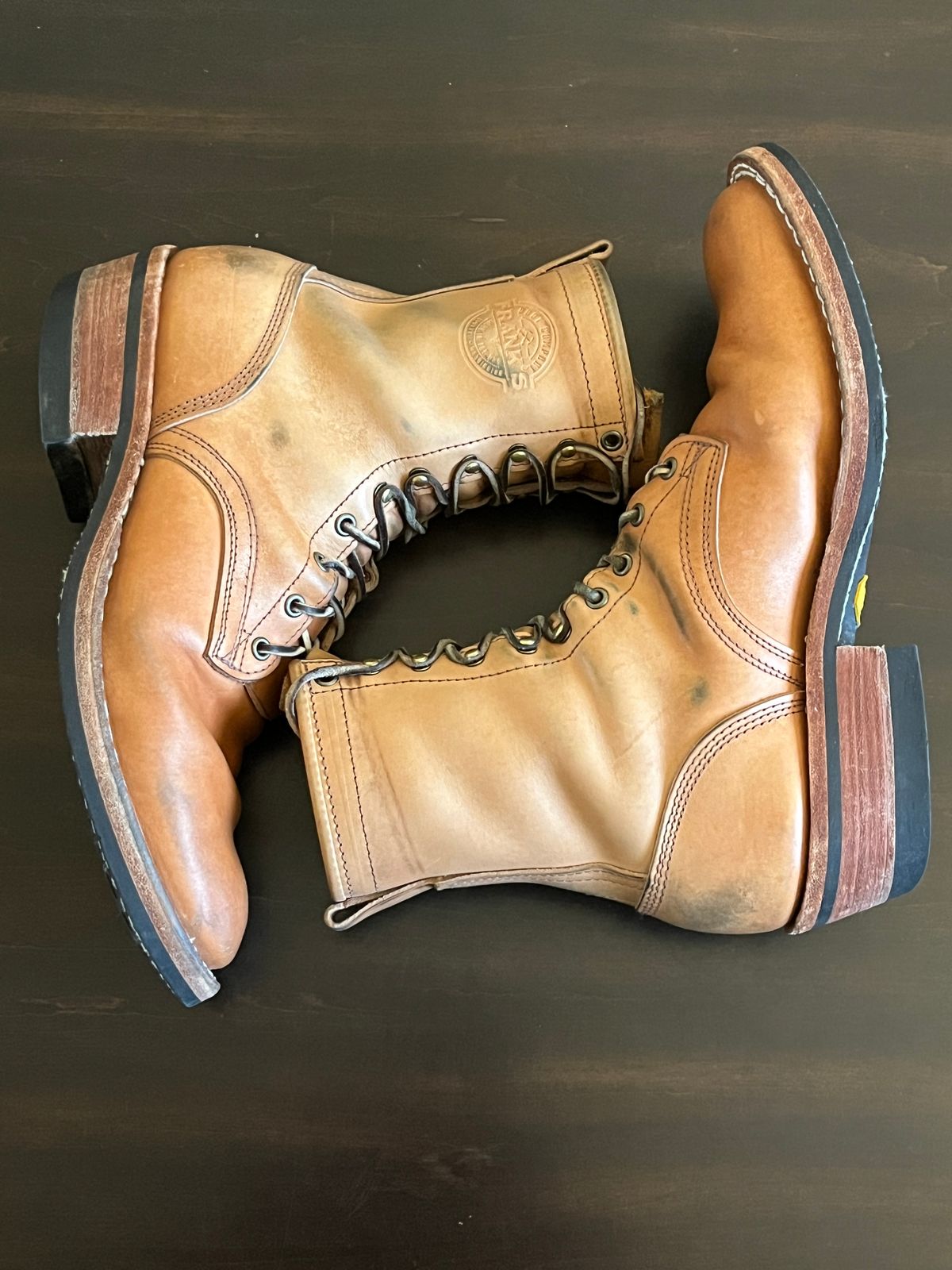 Photo by OldManSteez on February 1, 2026 of the Frank's Boots Wilshire in J&FJ Baker Natural Oak Bark Tanned Harness.