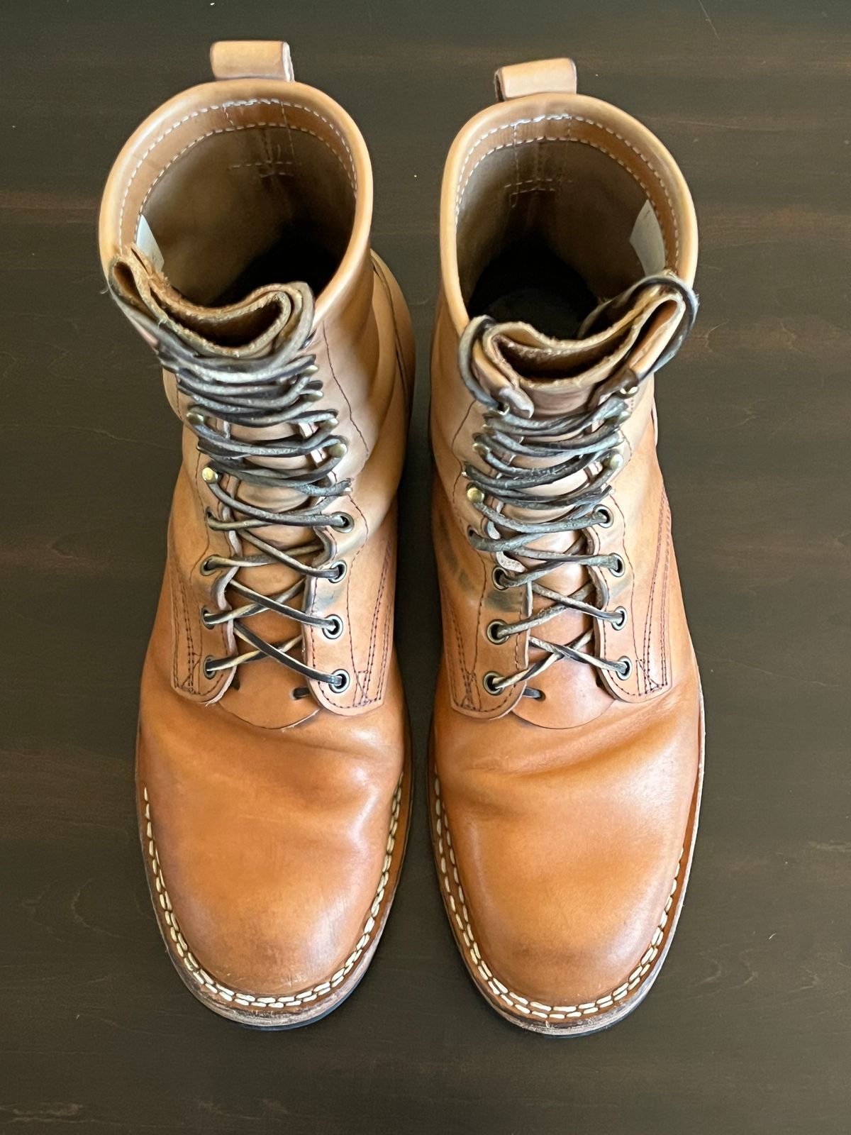 Photo by OldManSteez on February 1, 2026 of the Frank's Boots Wilshire in J&FJ Baker Natural Oak Bark Tanned Harness.
