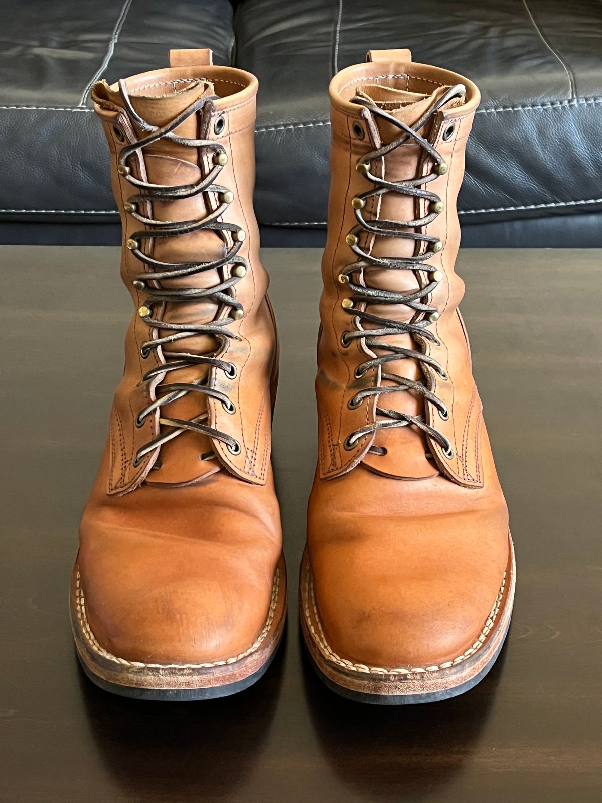 Photo by OldManSteez on March 1, 2026 of the Frank's Boots Wilshire in J&FJ Baker Natural Oak Bark Tanned Harness.