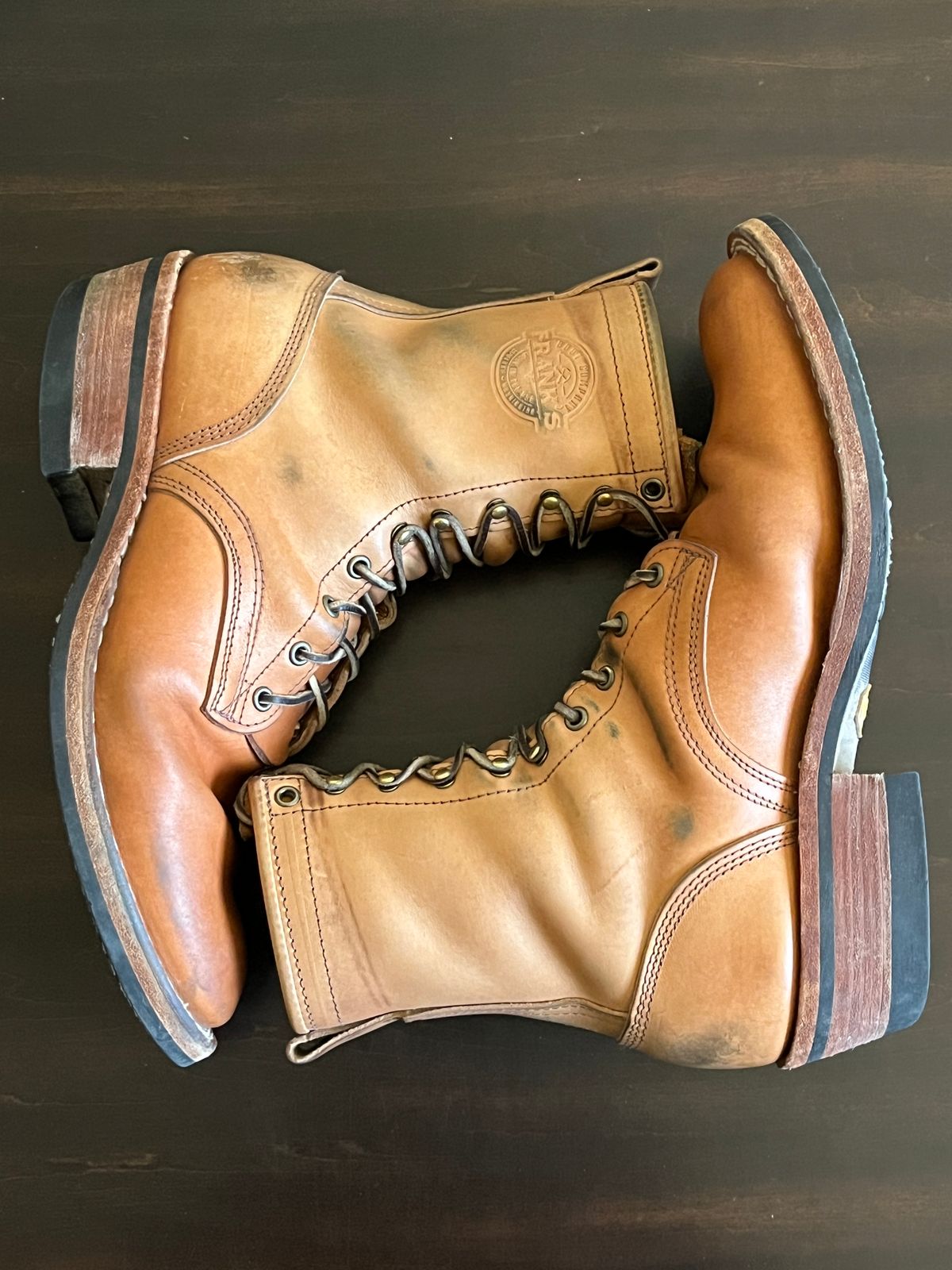 Photo by OldManSteez on March 1, 2026 of the Frank's Boots Wilshire in J&FJ Baker Natural Oak Bark Tanned Harness.