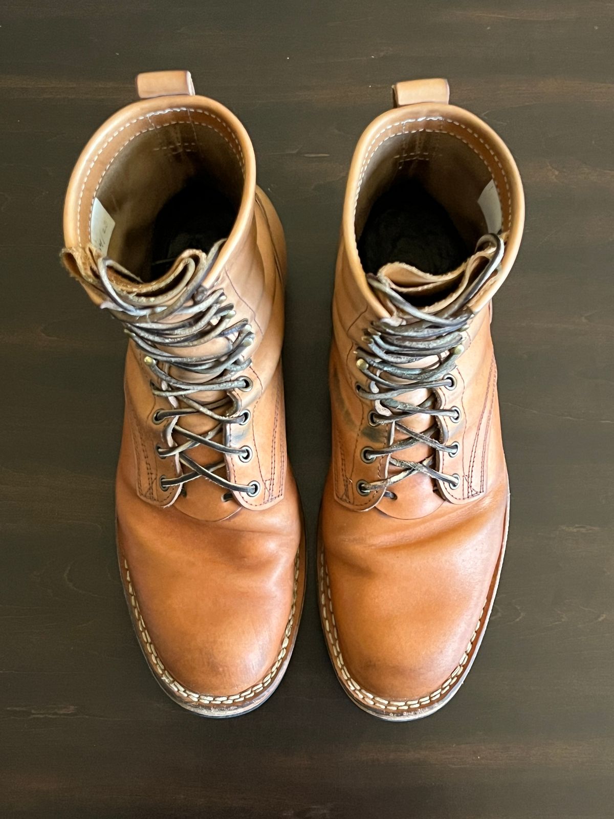 Photo by OldManSteez on March 1, 2026 of the Frank's Boots Wilshire in J&FJ Baker Natural Oak Bark Tanned Harness.