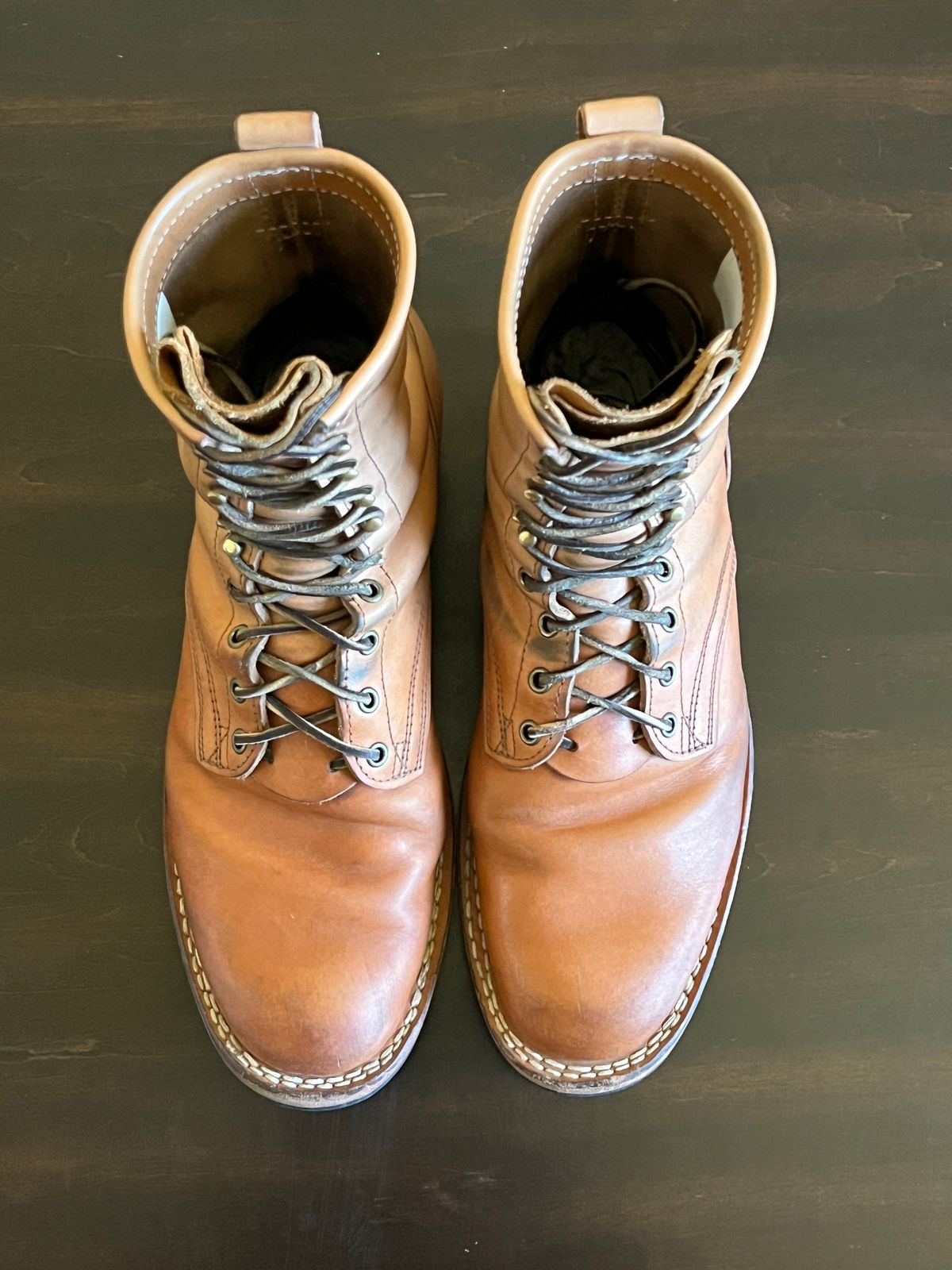 Photo by OldManSteez on April 3, 2026 of the Frank's Boots Wilshire in J&FJ Baker Natural Oak Bark Tanned Harness.