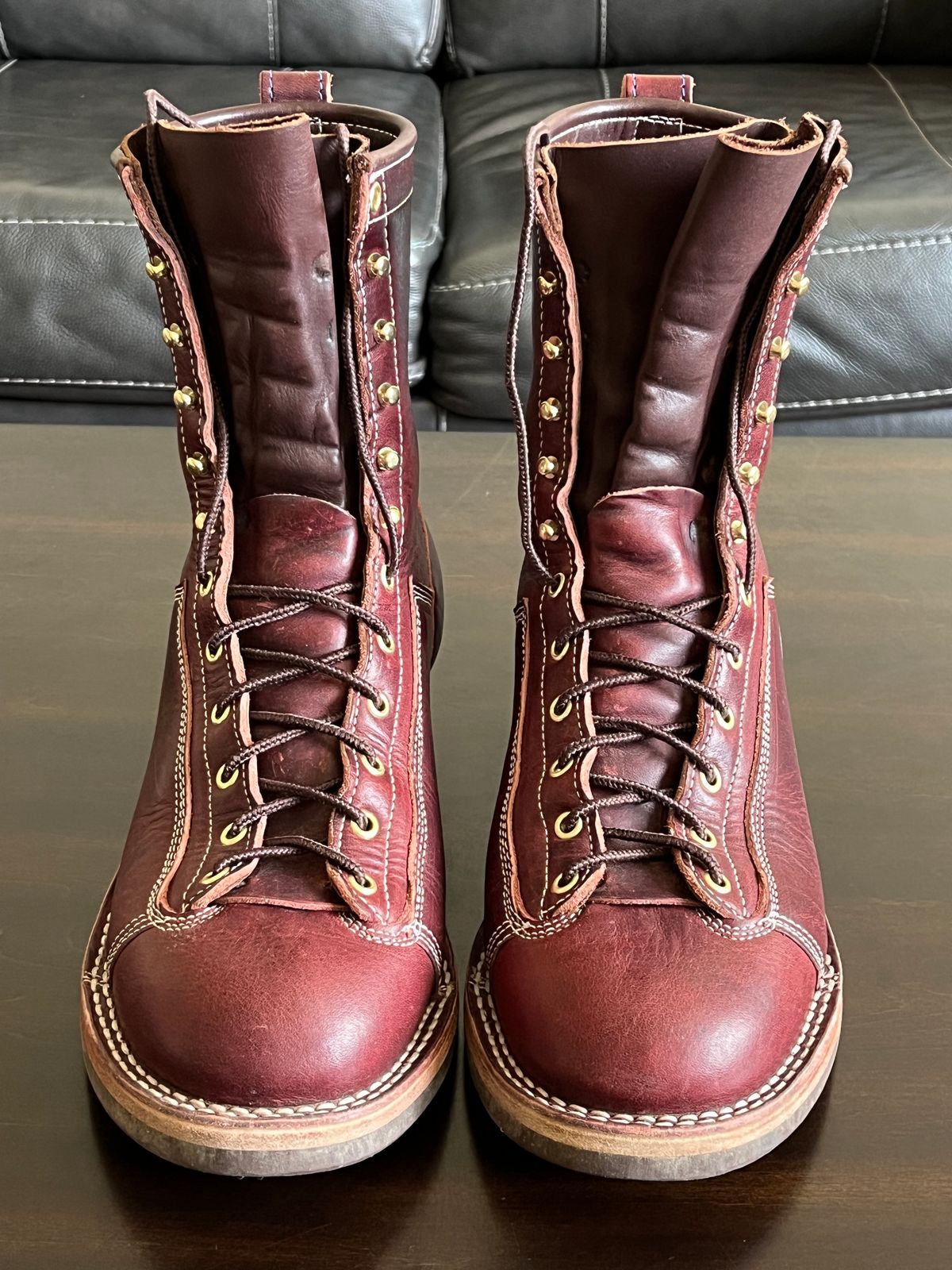 Photo by OldManSteez on September 8, 2024 of the Frank's Boots Emery in Horween Russet Brown Dublin.