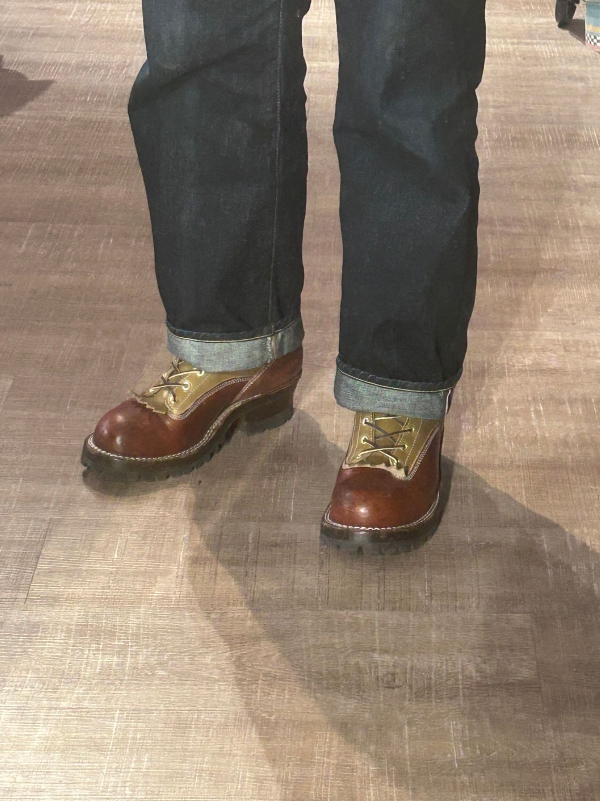 Photo by even on June 7, 2026 of the Frank's Boots Lace-To-Toe in Wickett & Craig Medium Brown Traditional Harness & Wickett & Craig Olive Traditional Harness.