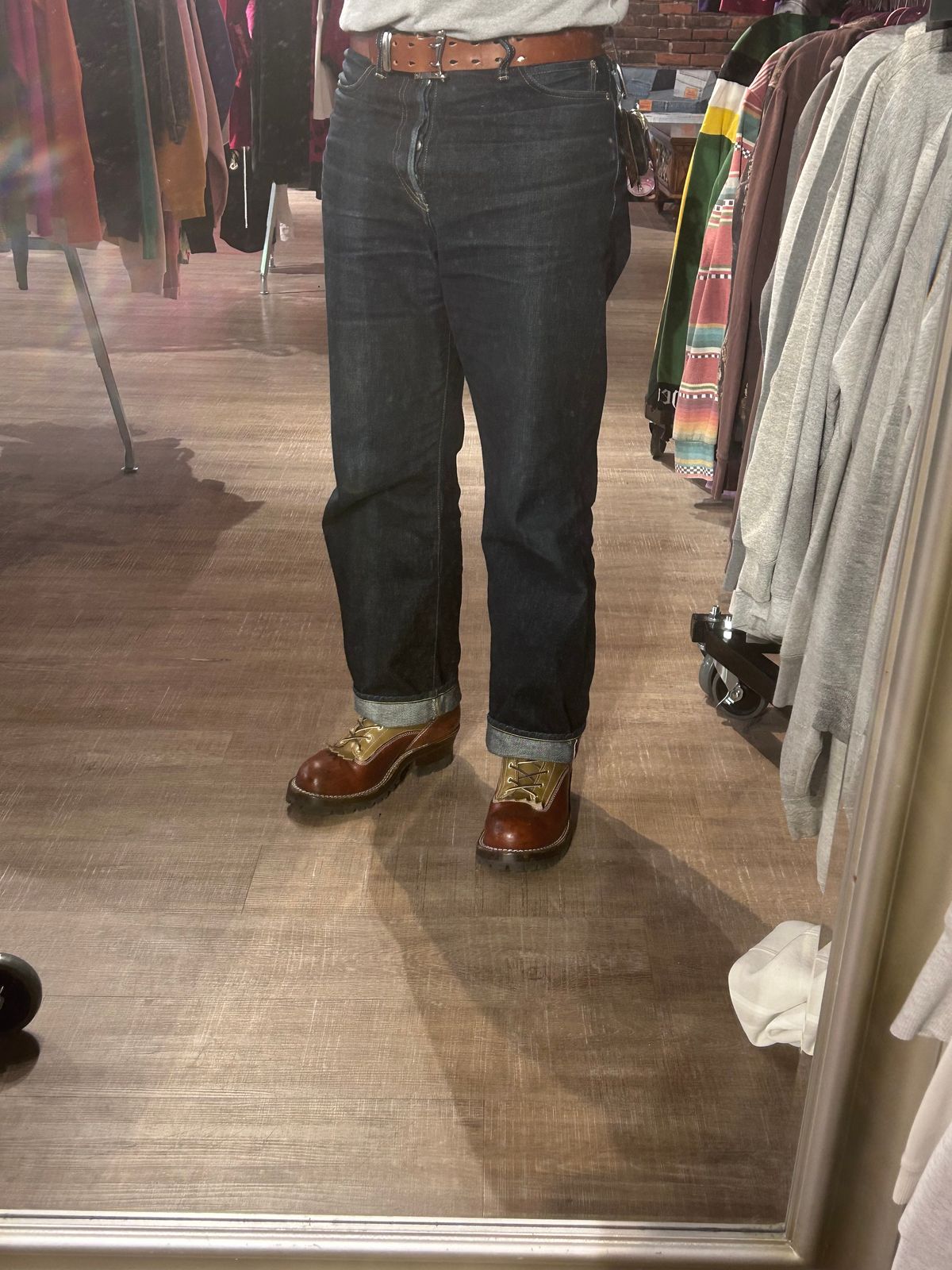 Photo by even on June 7, 2026 of the Frank's Boots Lace-To-Toe in Wickett & Craig Medium Brown Traditional Harness & Wickett & Craig Olive Traditional Harness.