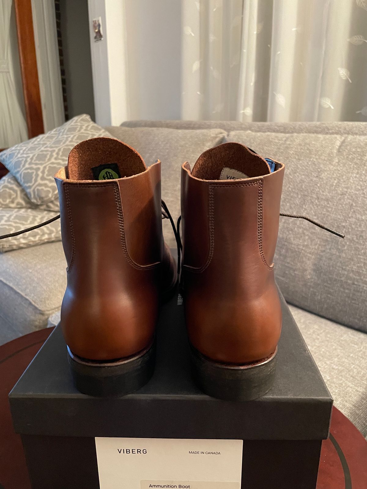 Photo by Daniel.S.Latham on October 1, 2023 of the Viberg x Himel Ammunition Boot in Comipel Brown Horsebutt.