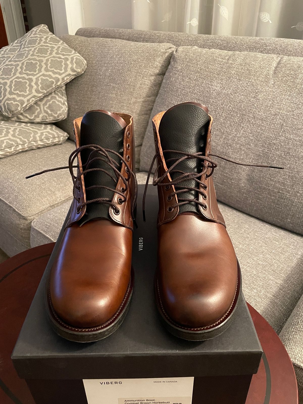 Photo by Daniel.S.Latham on October 1, 2023 of the Viberg x Himel Ammunition Boot in Comipel Brown Horsebutt.