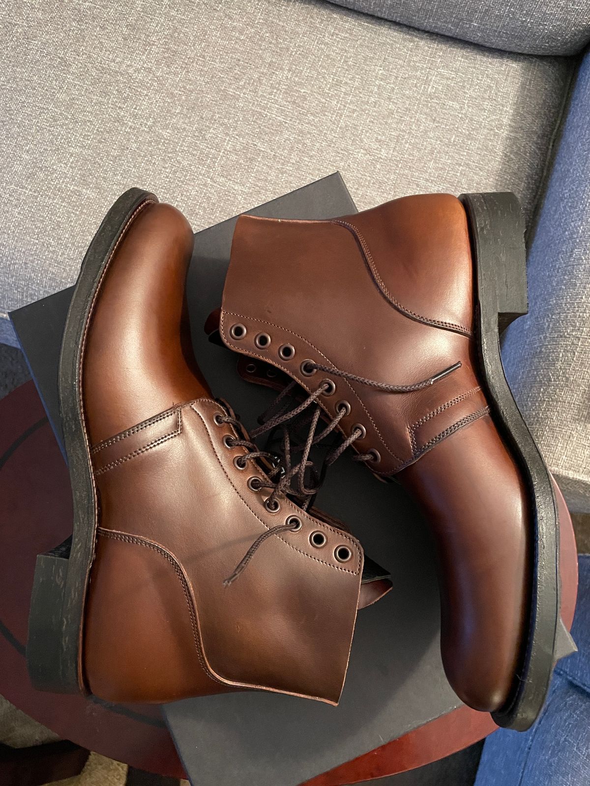 Photo by Daniel.S.Latham on October 1, 2023 of the Viberg x Himel Ammunition Boot in Comipel Brown Horsebutt.