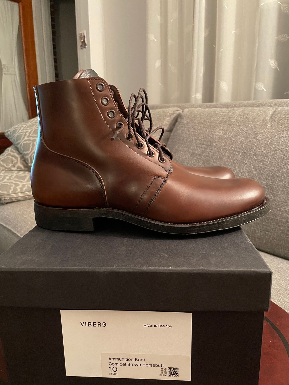 Photo by Daniel.S.Latham on October 1, 2023 of the Viberg x Himel Ammunition Boot in Comipel Brown Horsebutt.