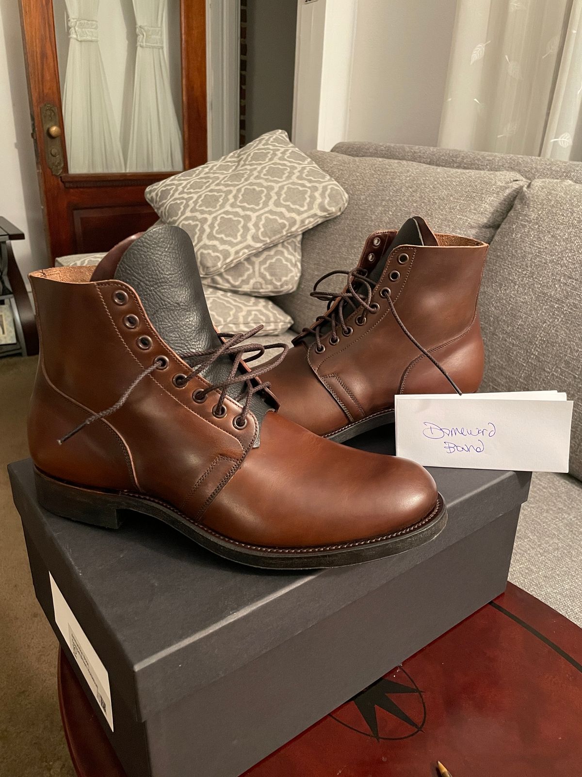 Photo by Daniel.S.Latham on October 1, 2023 of the Viberg x Himel Ammunition Boot in Comipel Brown Horsebutt.