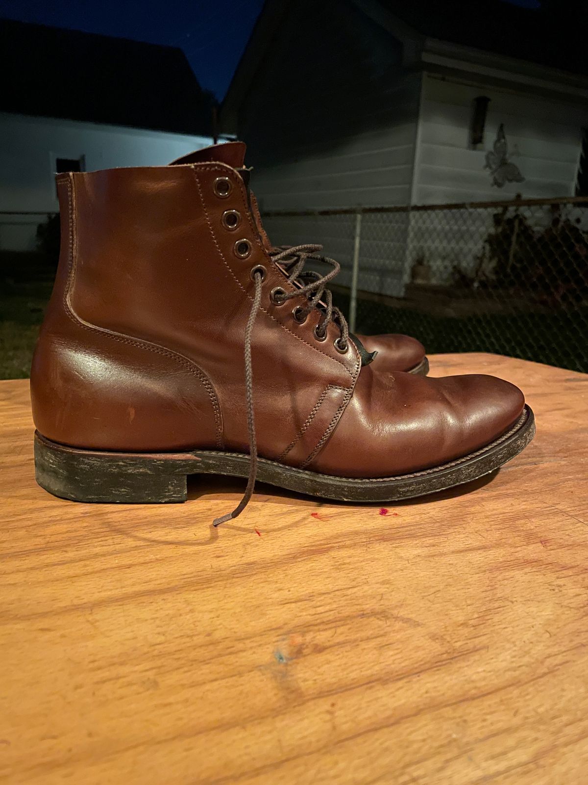 Photo by Daniel.S.Latham on November 2, 2023 of the Viberg x Himel Ammunition Boot in Comipel Brown Horsebutt.