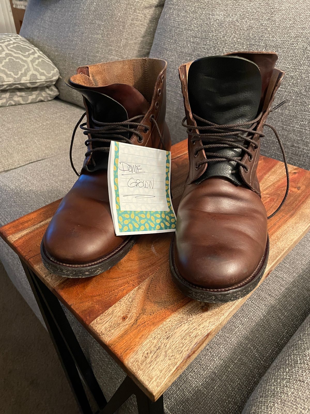 Photo by Daniel.S.Latham on November 2, 2023 of the Viberg x Himel Ammunition Boot in Comipel Brown Horsebutt.