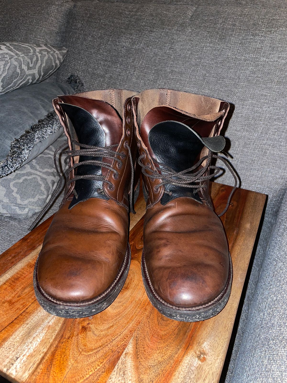 Photo by Daniel.S.Latham on January 6, 2024 of the Viberg x Himel Ammunition Boot in Comipel Brown Horsebutt.
