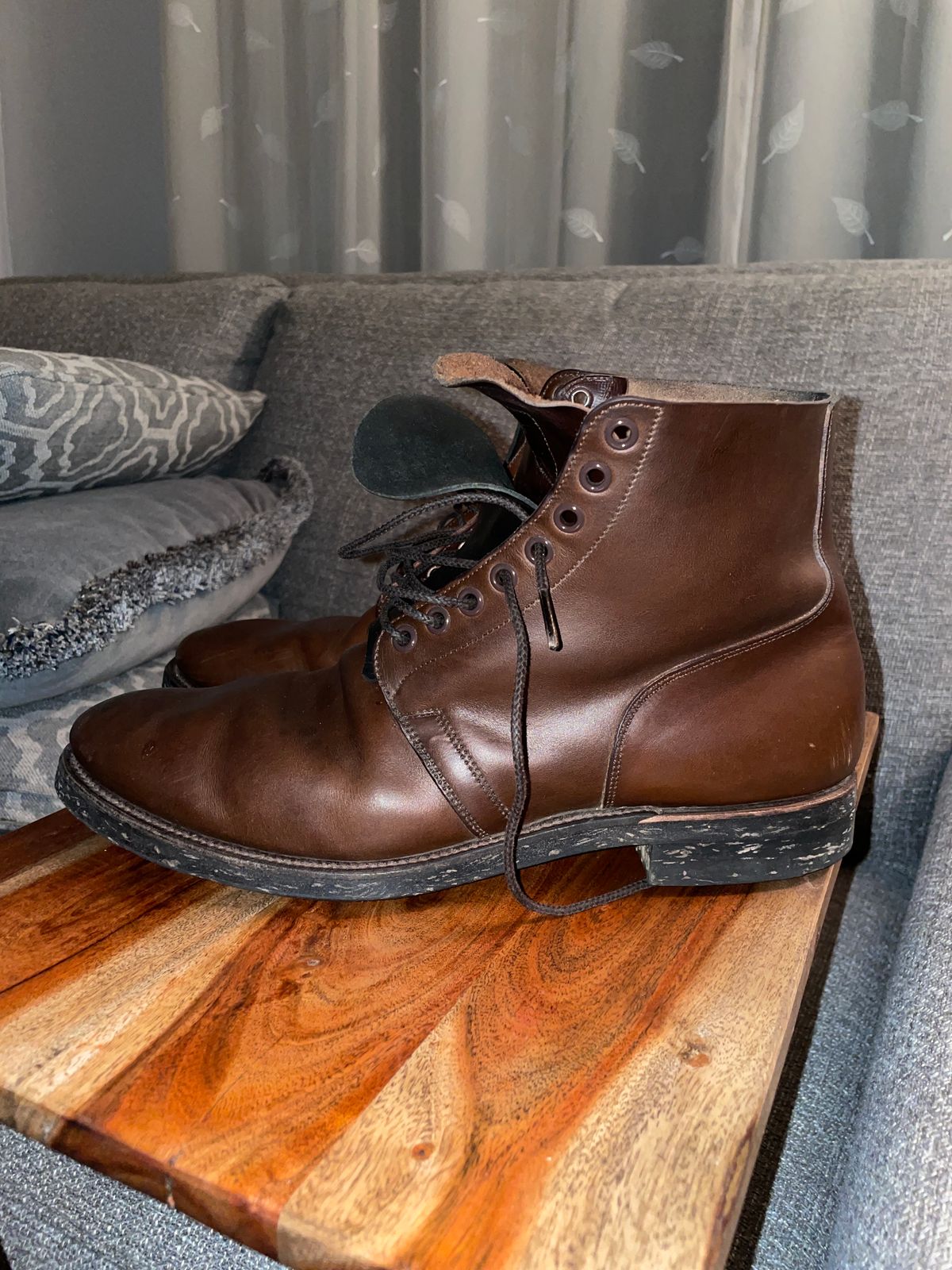 Photo by Daniel.S.Latham on January 6, 2024 of the Viberg x Himel Ammunition Boot in Comipel Brown Horsebutt.