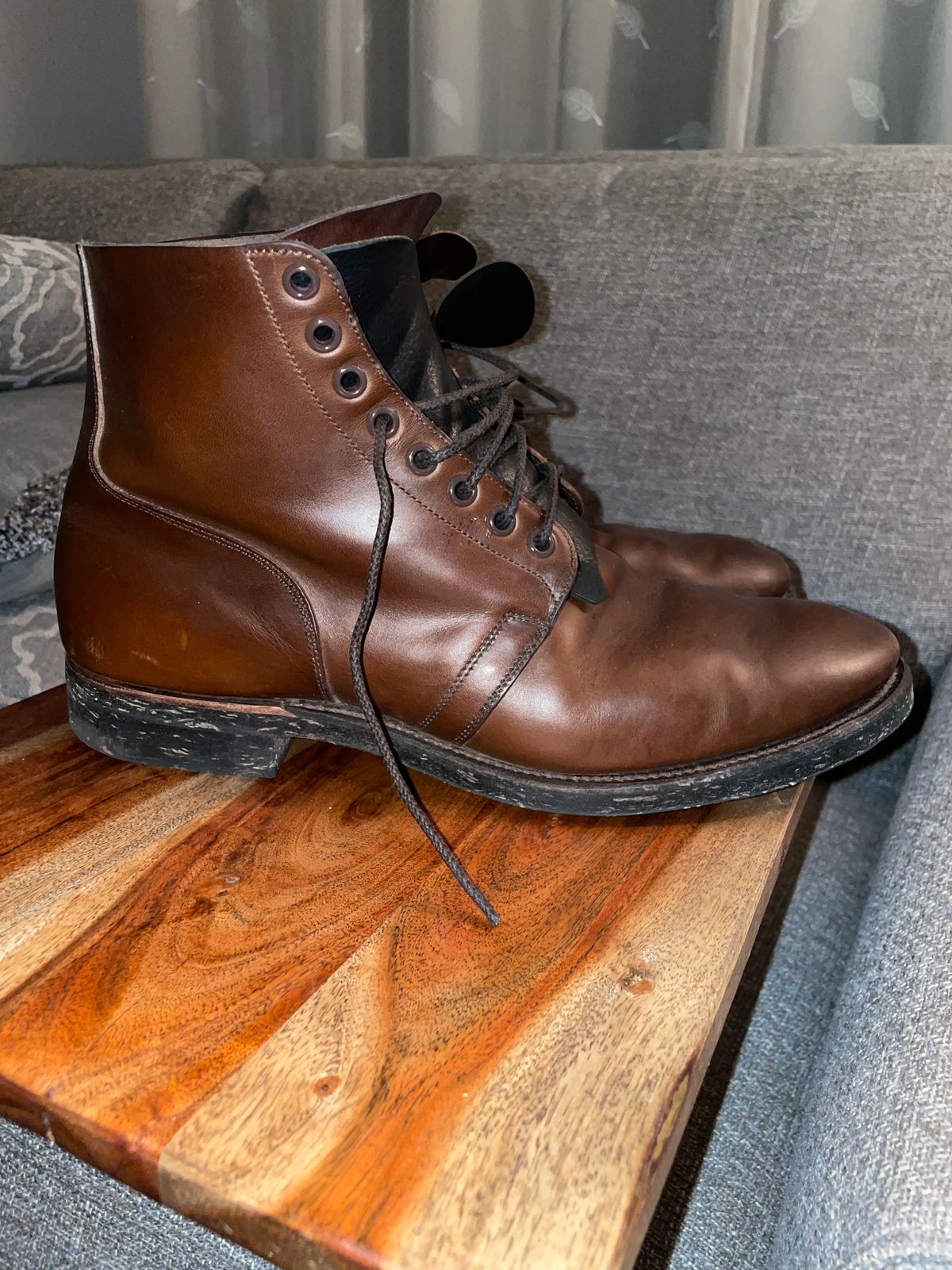 Photo by Daniel.S.Latham on January 6, 2024 of the Viberg x Himel Ammunition Boot in Comipel Brown Horsebutt.
