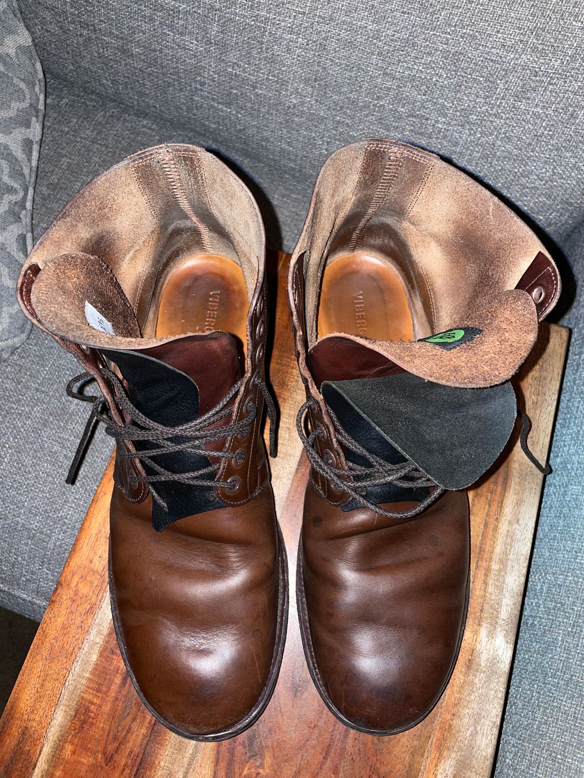 Photo by Daniel.S.Latham on January 6, 2024 of the Viberg x Himel Ammunition Boot in Comipel Brown Horsebutt.