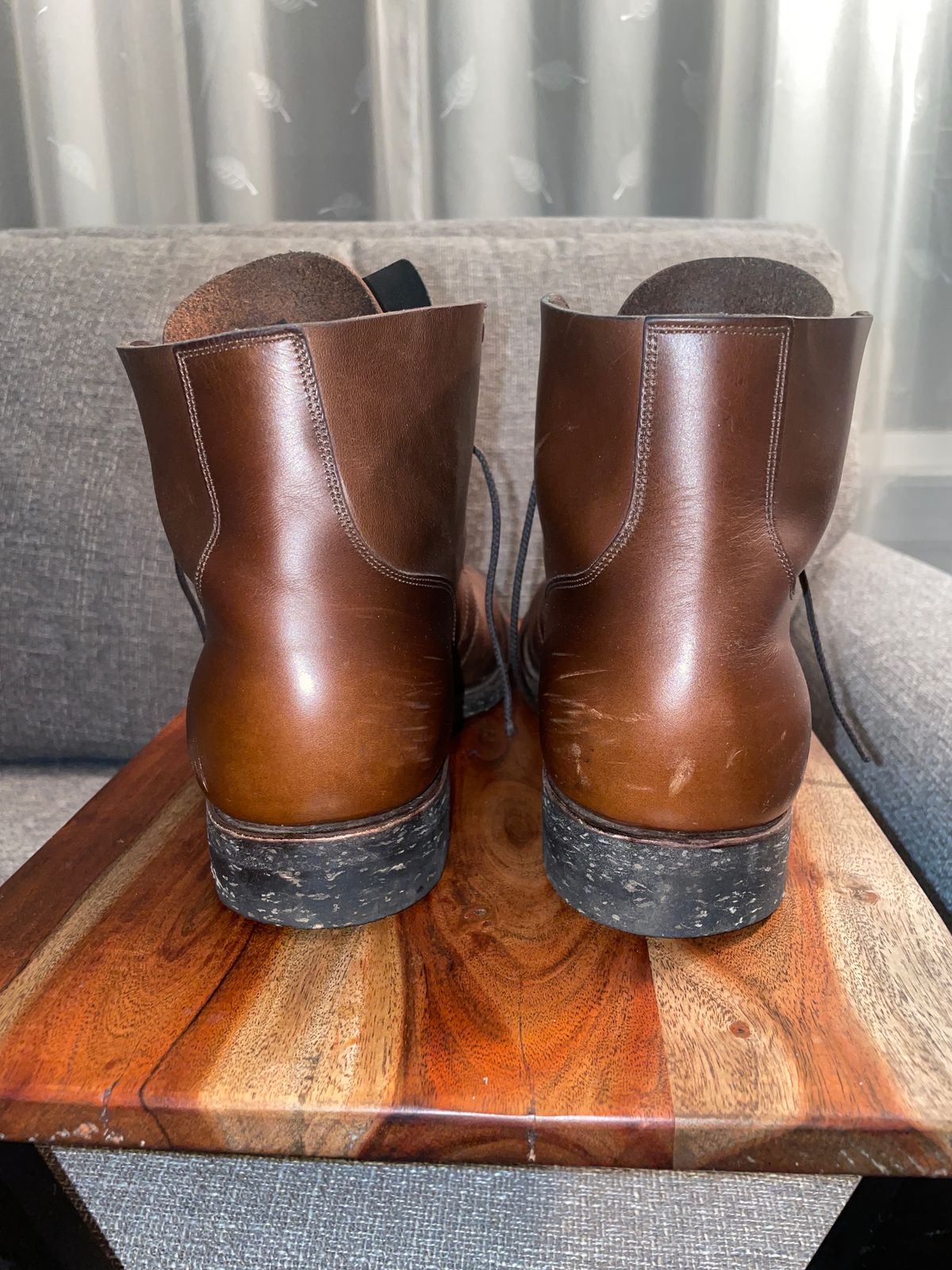 Photo by Daniel.S.Latham on February 6, 2024 of the Viberg x Himel Ammunition Boot in Comipel Brown Horsebutt.