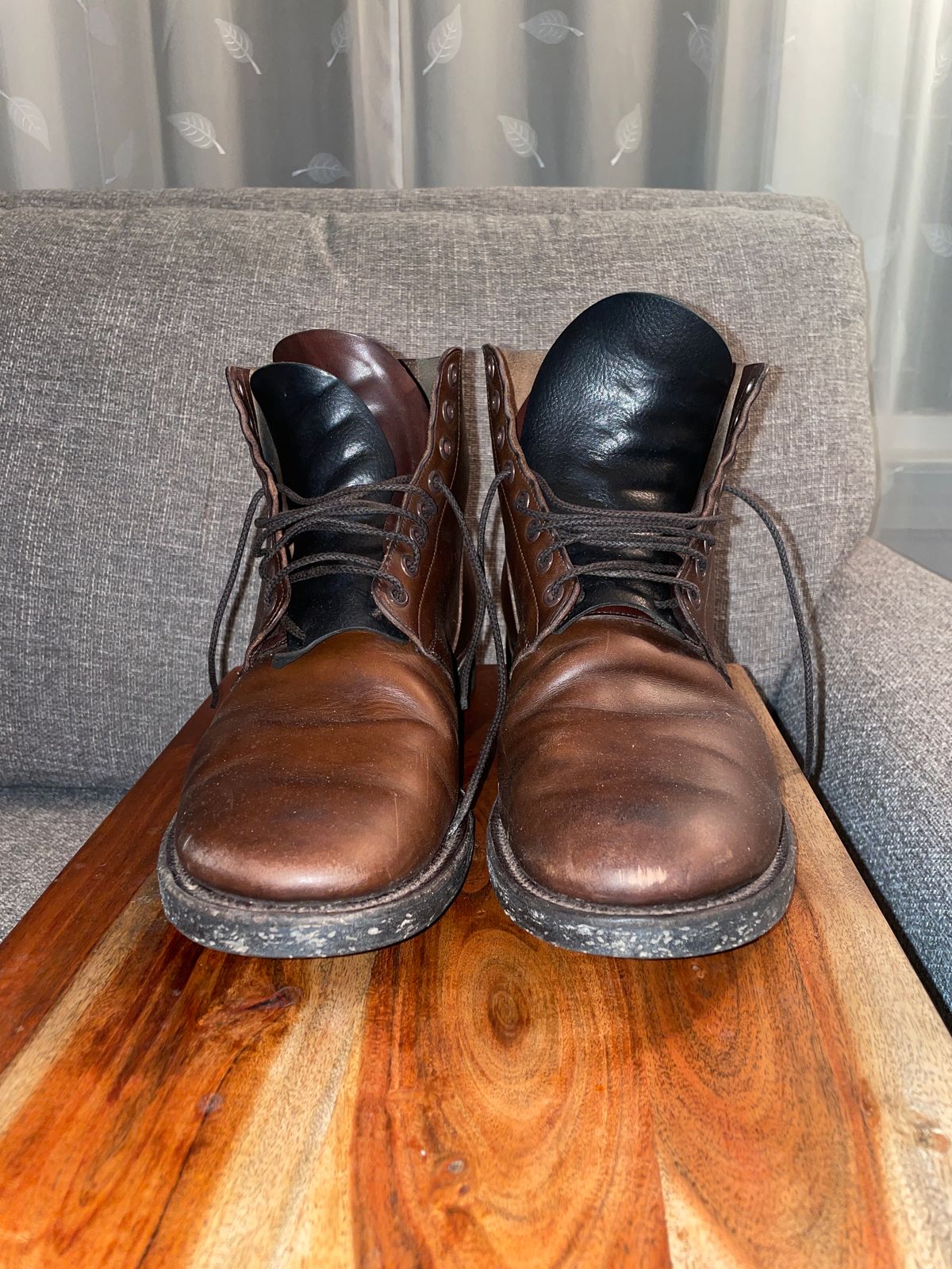 Photo by Daniel.S.Latham on February 6, 2024 of the Viberg x Himel Ammunition Boot in Comipel Brown Horsebutt.