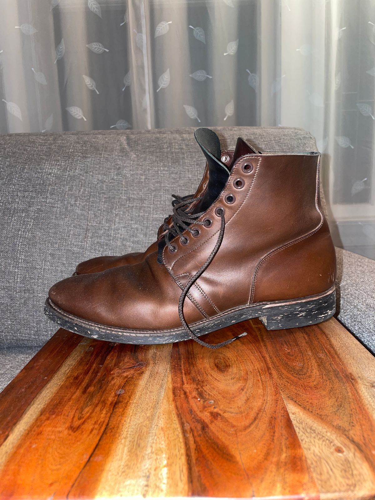 Photo by Daniel.S.Latham on February 6, 2024 of the Viberg x Himel Ammunition Boot in Comipel Brown Horsebutt.