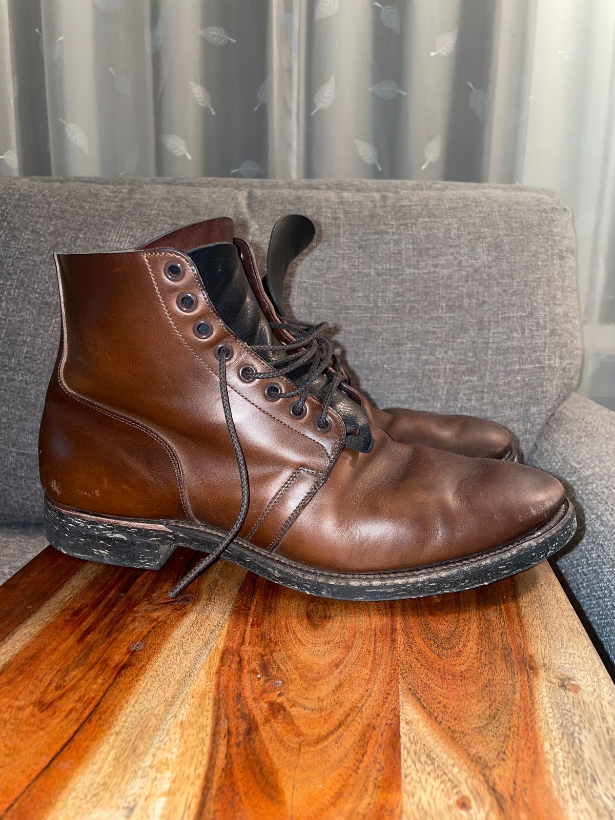 Photo by Daniel.S.Latham on February 6, 2024 of the Viberg x Himel Ammunition Boot in Comipel Brown Horsebutt.