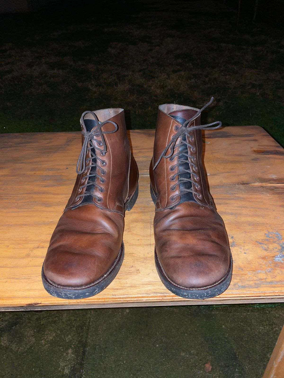Photo by Daniel.S.Latham on March 6, 2024 of the Viberg x Himel Ammunition Boot in Comipel Brown Horsebutt.
