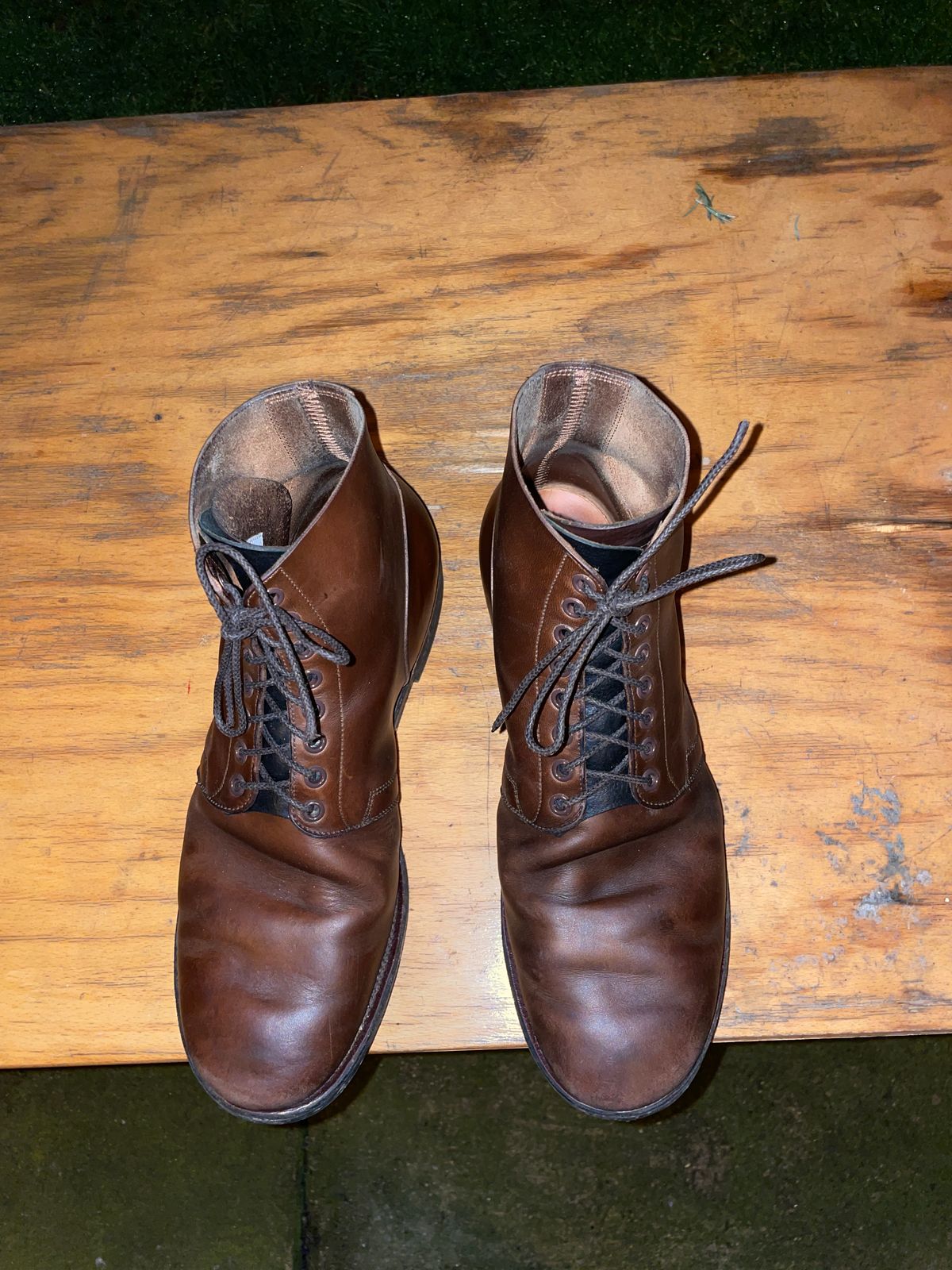 Photo by Daniel.S.Latham on March 6, 2024 of the Viberg x Himel Ammunition Boot in Comipel Brown Horsebutt.