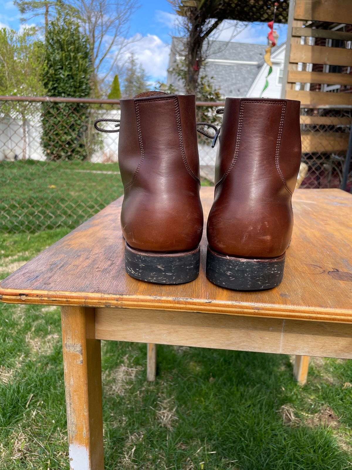 Photo by Daniel.S.Latham on April 5, 2024 of the Viberg x Himel Ammunition Boot in Comipel Brown Horsebutt.