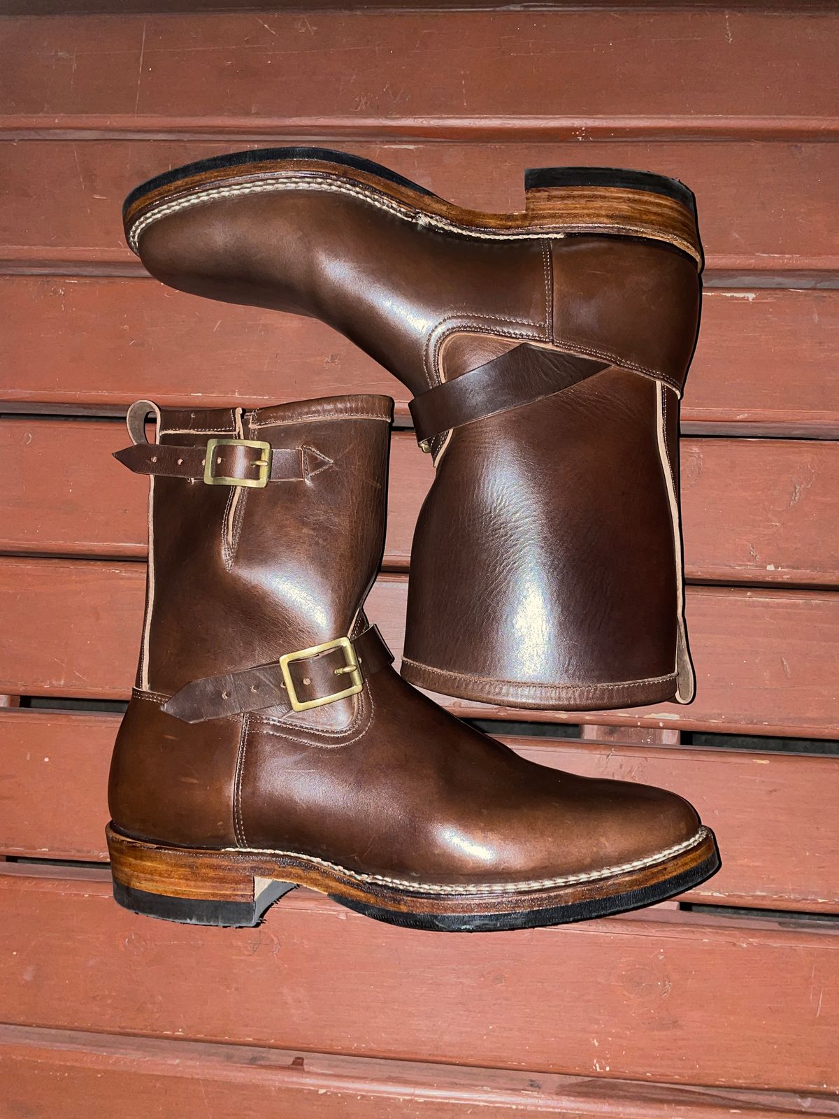 Photo by Daniel.S.Latham on October 2, 2024 of the Viberg Engineer in Horween Brown Chromexcel Horsebutt.