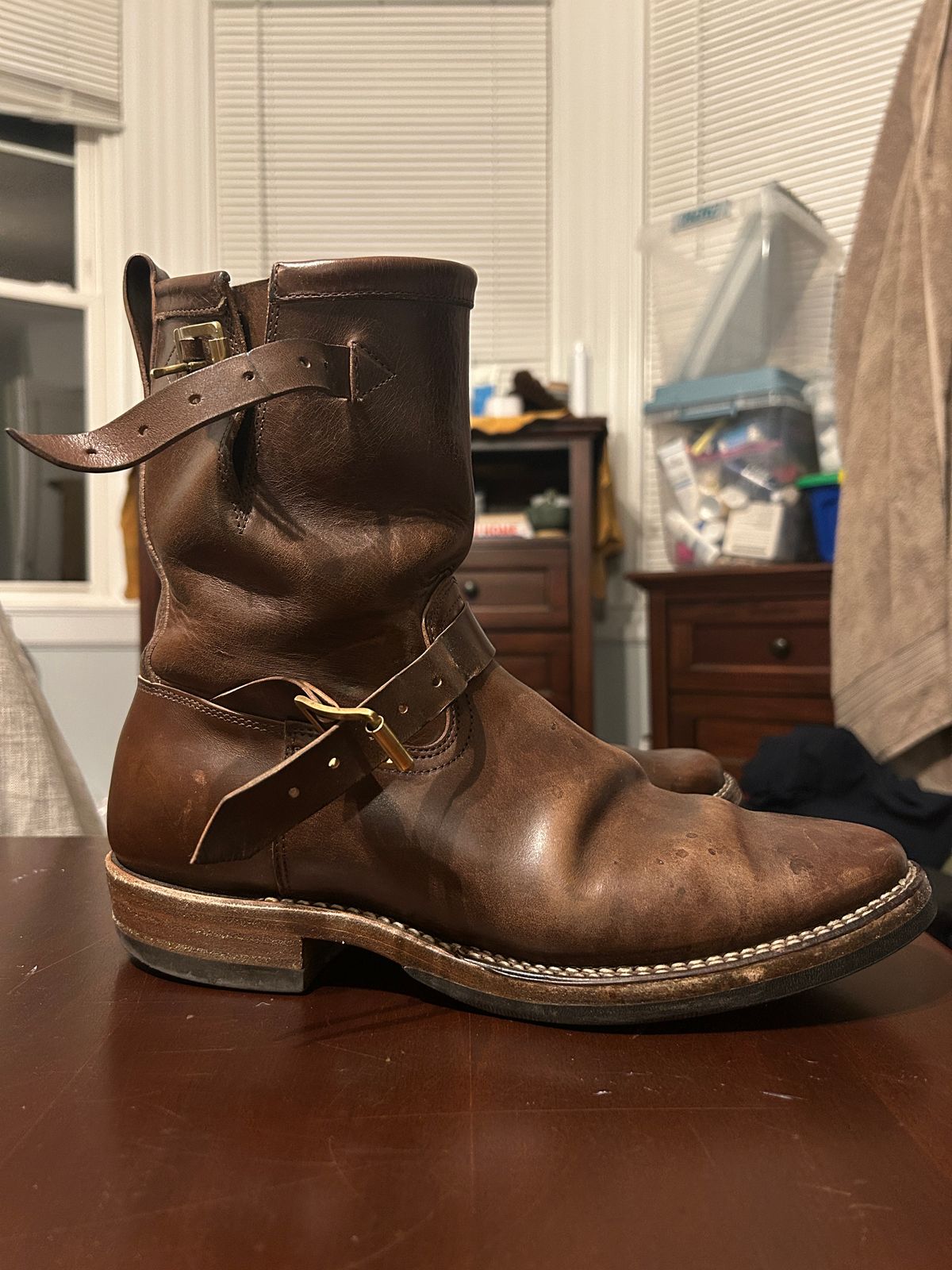 Photo by Daniel.S.Latham on January 6, 2025 of the Viberg Engineer in Horween Brown Chromexcel Horsebutt.