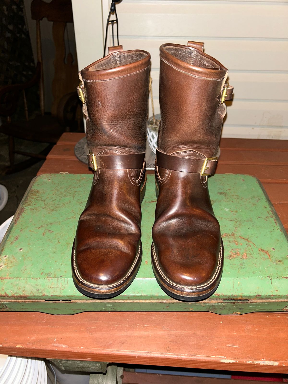 Photo by Daniel.S.Latham on February 6, 2025 of the Viberg Engineer in Horween Brown Chromexcel Horsebutt.
