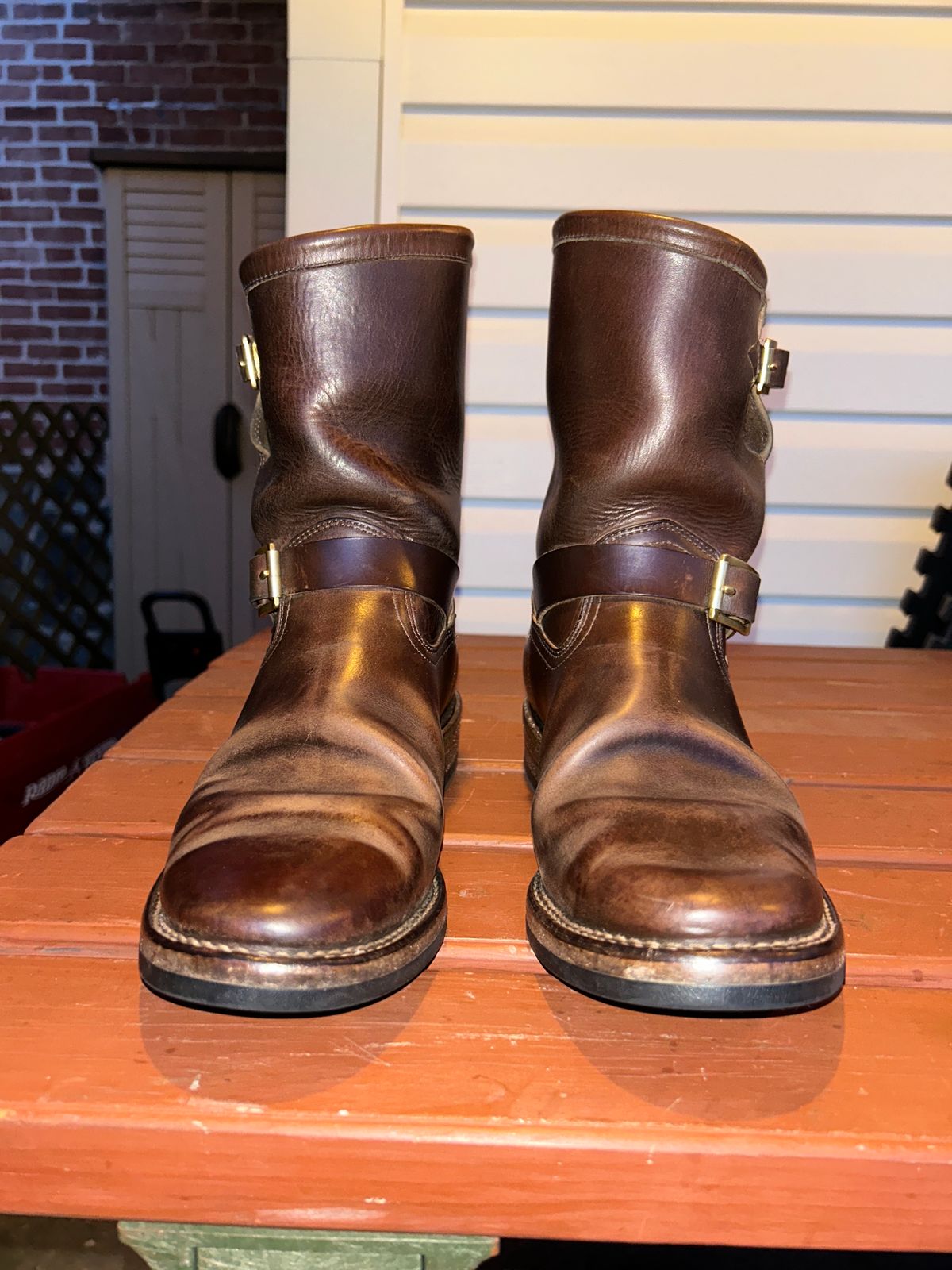 Photo by Daniel.S.Latham on April 5, 2025 of the Viberg Engineer in Horween Brown Chromexcel Horsebutt.