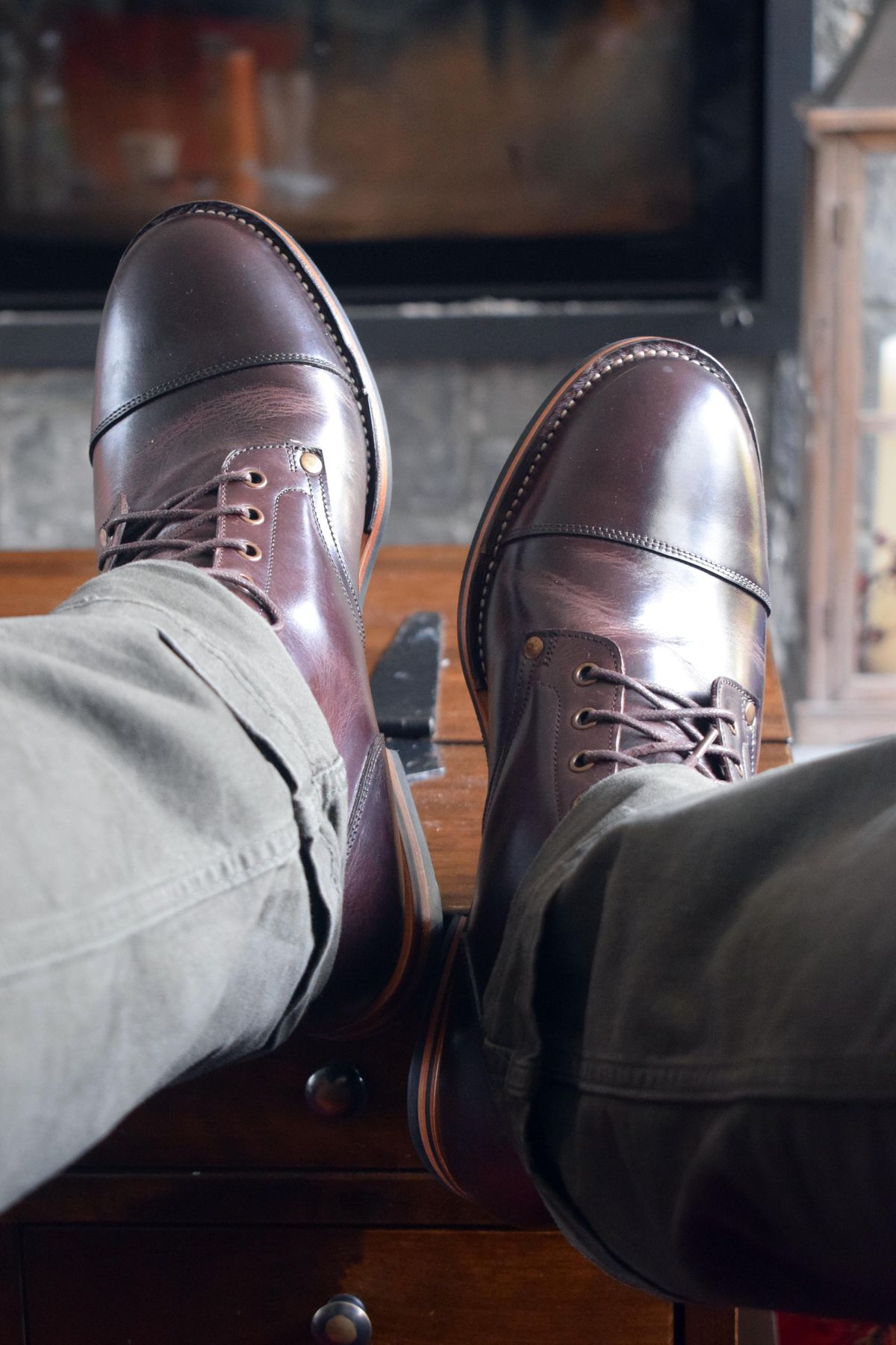 Photo by Clem on October 1, 2023 of the Midas Service Boot in Indonesian Dark Brown Pull Up.
