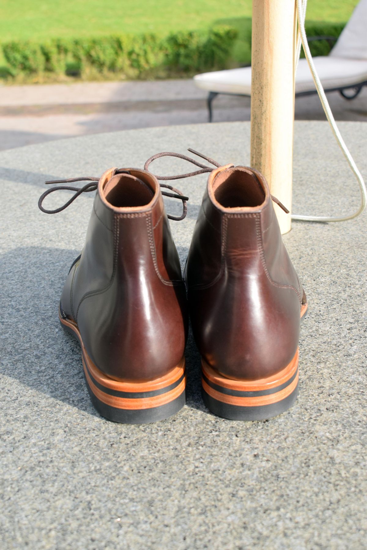 Photo by Clem on October 1, 2023 of the Midas Service Boot in Indonesian Dark Brown Pull Up.