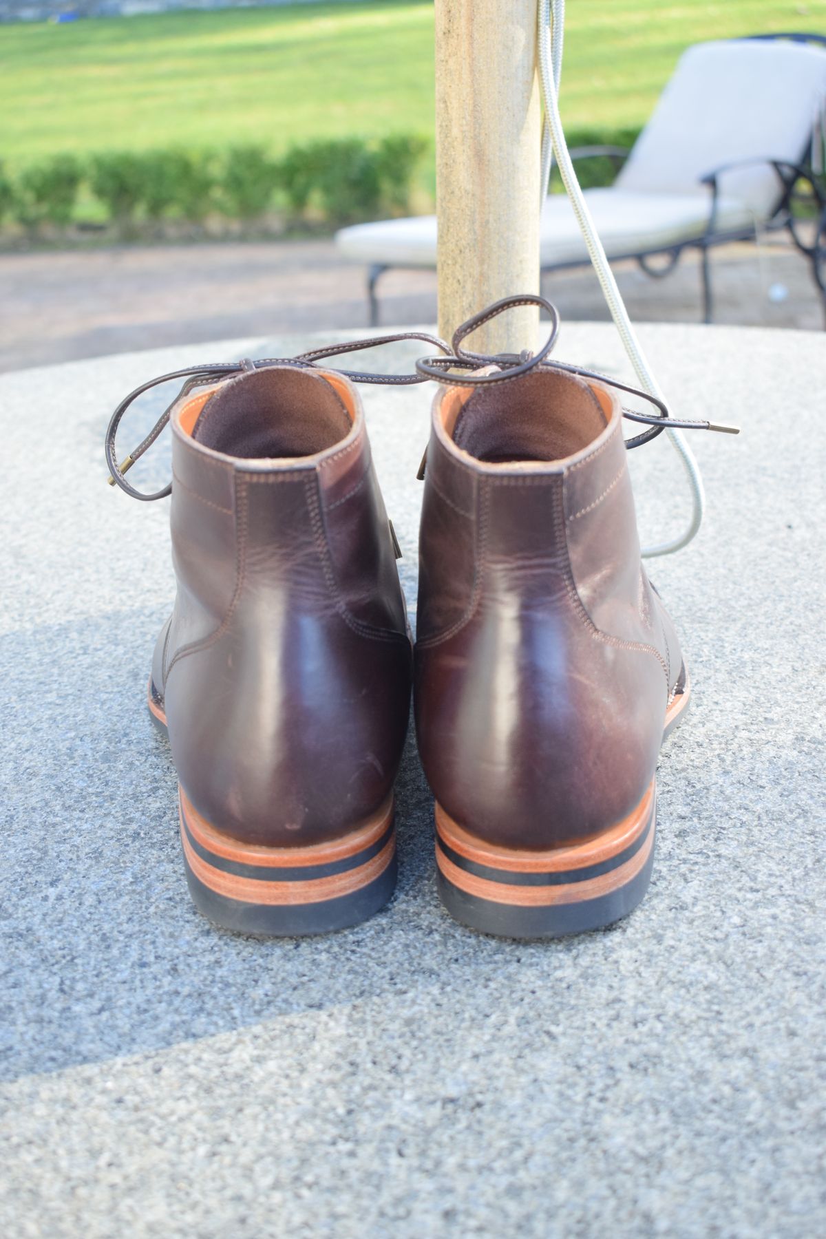 Photo by Clem on November 7, 2023 of the Midas Service Boot in Indonesian Dark Brown Pull Up.
