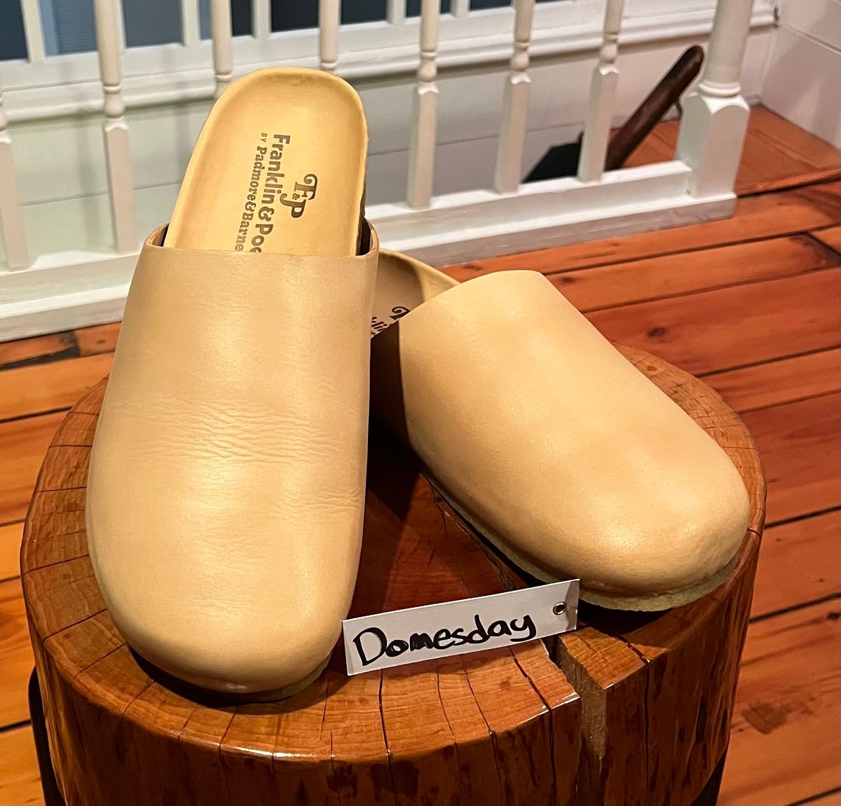 Photo by clarkbars on October 2, 2024 of the Padmore & Barnes Slides in Unknown Natural Veg Tan.