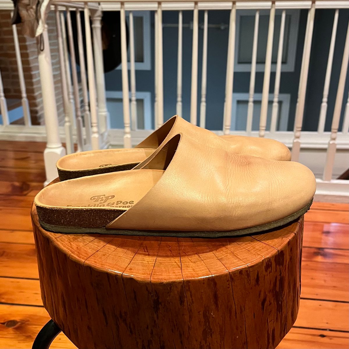 Photo by clarkbars on November 5, 2024 of the Padmore & Barnes Slides in Unknown Natural Veg Tan.